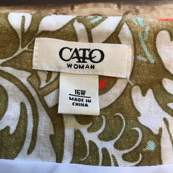 Cato Woman Multicolored Floral Linen Rayon Blend A-line Skirt Side Zip Size 16W - Picture 11 of 16